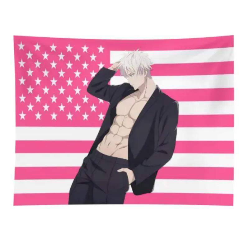 Flair Hub Gojo Satoru Pink Tapestry/Flag,unique gift Decor y2k room decor