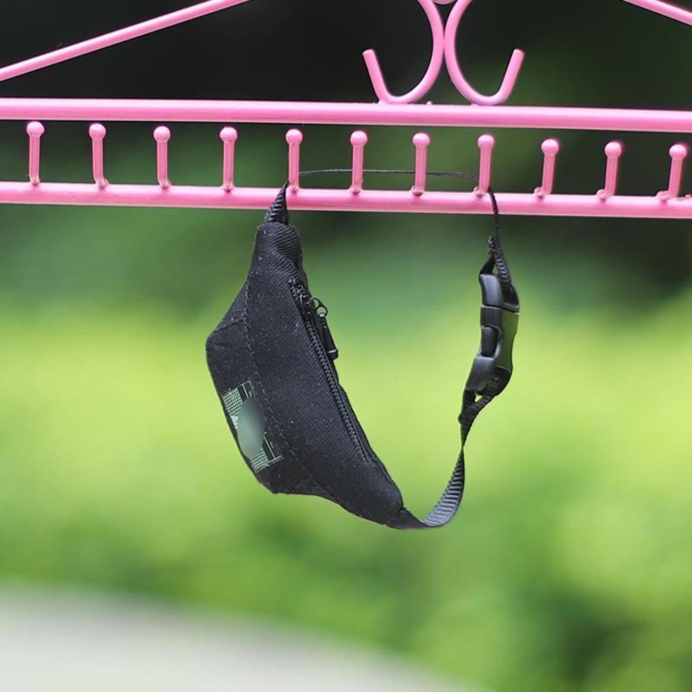 Miniature Doll PU Leather Bag DIY Mini Plush Doll Leather Handbag Purse Black 17cm Doll Bag Accessories Dolls Accessories