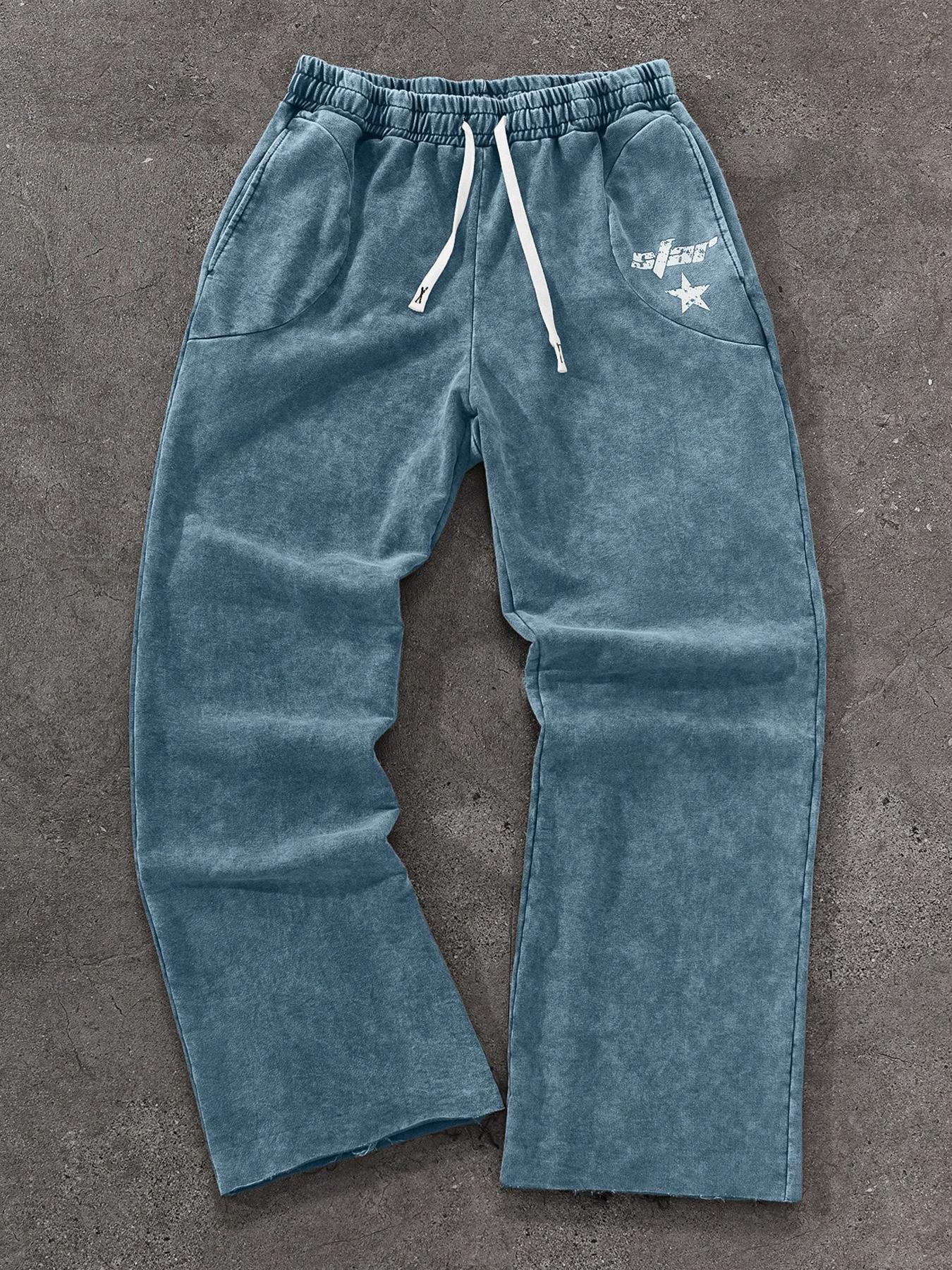 Men's Streetwear Cotton Joggers, Loose Fit Elastic Waist Knit Pants, Casual All-Season Woven Fabric, Daily Wear Fashion