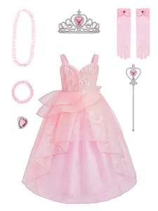 Dreamy Princess Dress, Stage Performance Gown, Birthday Party Dress, Includes Crown and Magic Wand Set