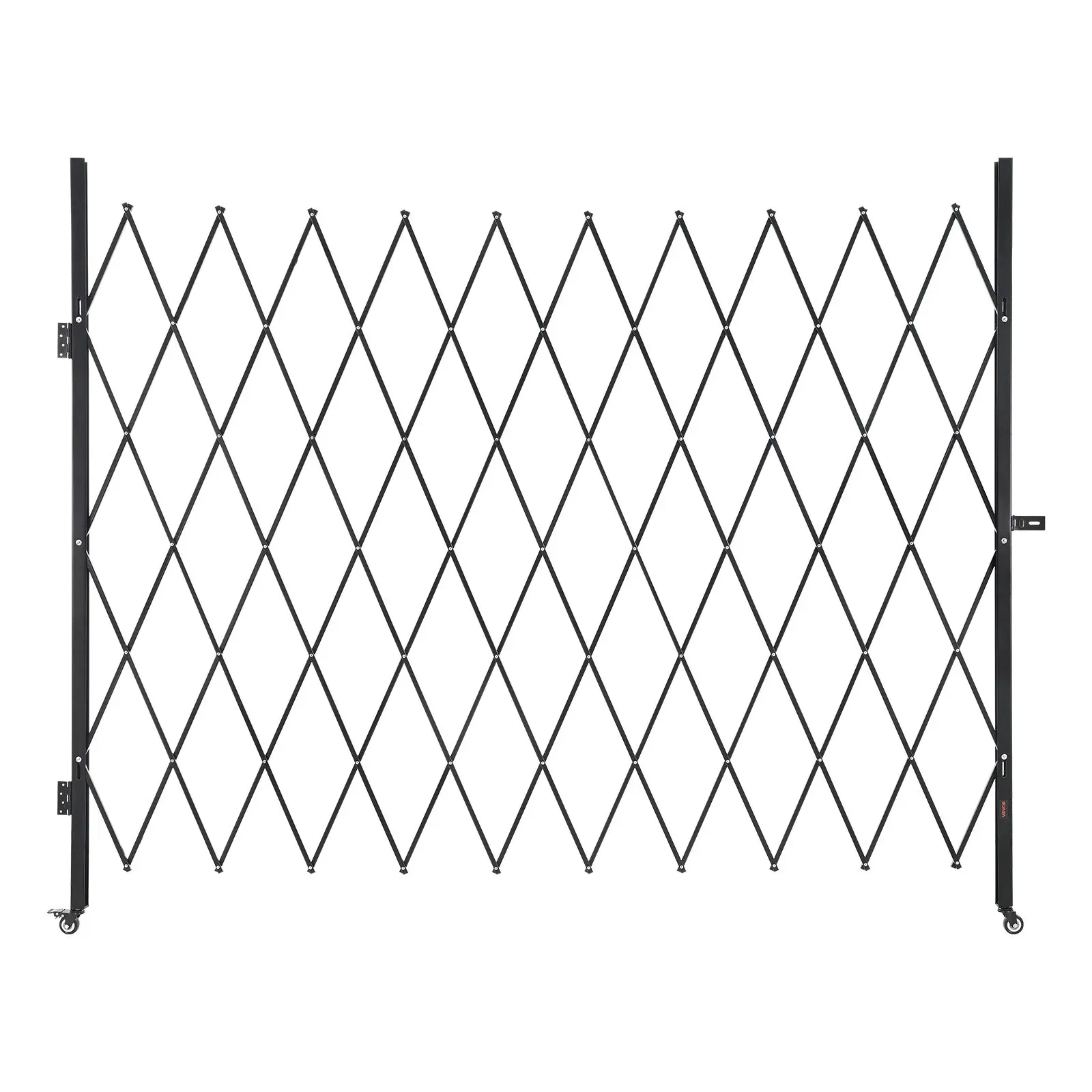 【toolupgrade】VEVOR Single Unit Folding Steel Security Scissor Gate, Lockable 360-Swivel Casters, Retractable Outdoor Barricade, 94.49" W x 86.81" H, for Entry Security, Garage, Lockable Casters