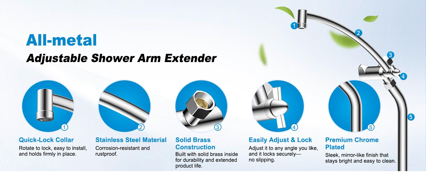 10" Rain Shower Head with Handheld, High Pressure Boosting Rainfall Showerhead with All Metal Adjustable Extension Arm, Easy Reach Shower Holder, 5 Spray Modes with Power Wash, Easy to Install, Chrome