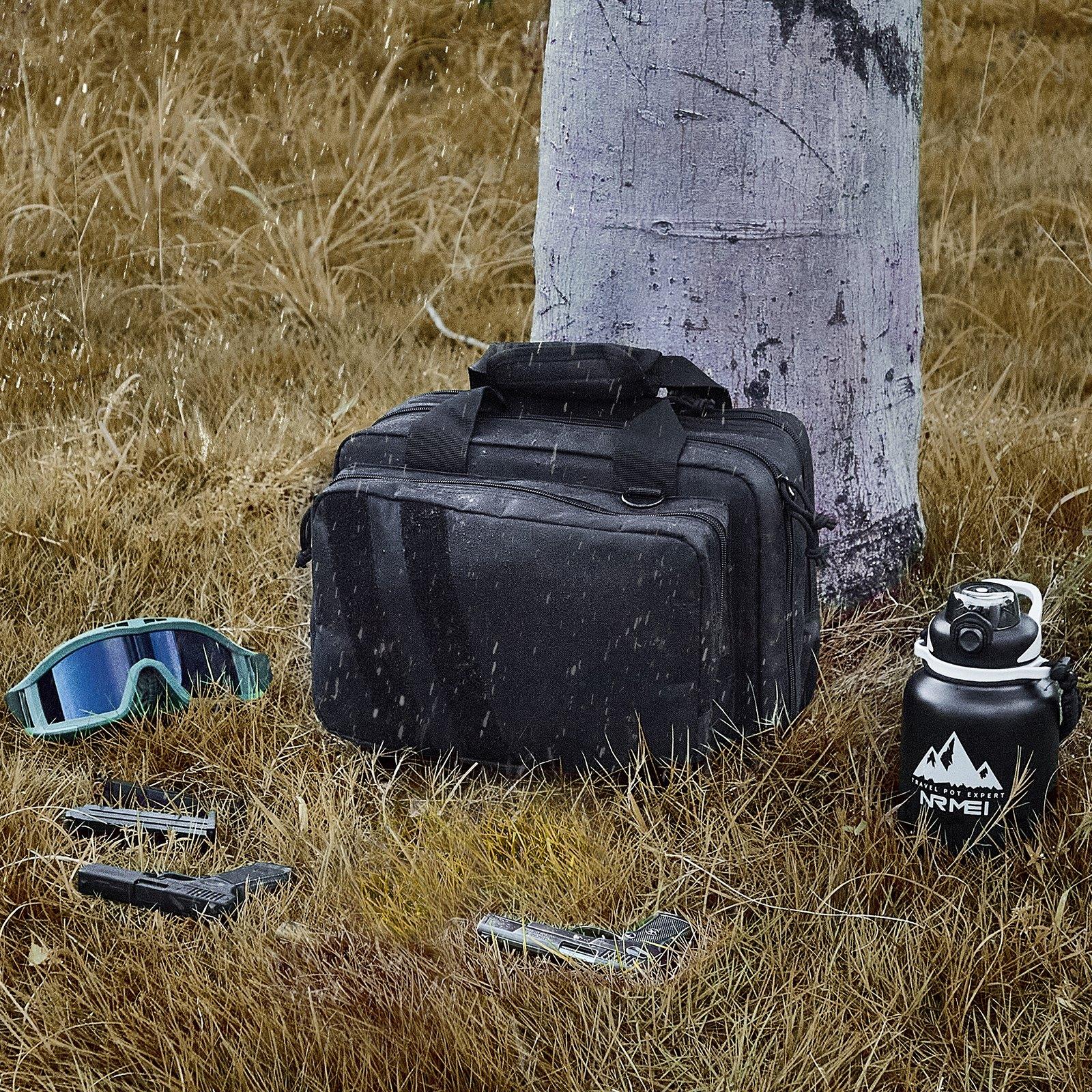 VEVOR Range Bag for 2 Pistols, Tactical Gun Bag with 2 Built-in Removable Pistol Bags & 6 Detachable Magazines, Gun Range Bag for Outdoor Hunting Shooting, Lockable Carrying Handgun Bag Case, Black