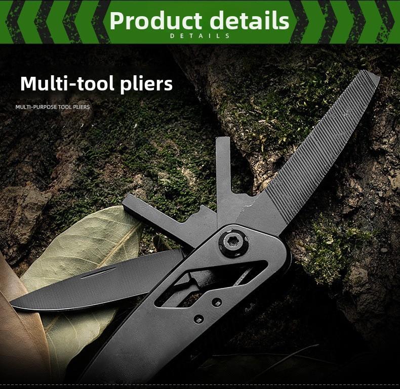 Multi - Function Stainless Steel Black Oxide Folding Pliers Screwdriver Set Telescopic Outdoor Emergency Tool