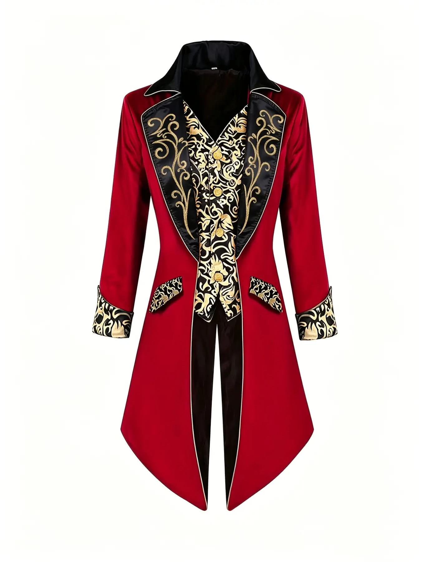 2026 New Medieval Gown Performance Dress, Long Embroidered Tailcoat, Elegant Costume for Theater Shows, Unique Historical Attire