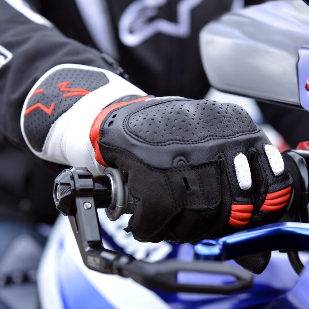 A Stars SP5 Summer Motorcycle Riding Gloves Premium Leather Touchscreen Racing Gloves Anti Slip Abrasion Resistant for Street Bike Enthusiasts