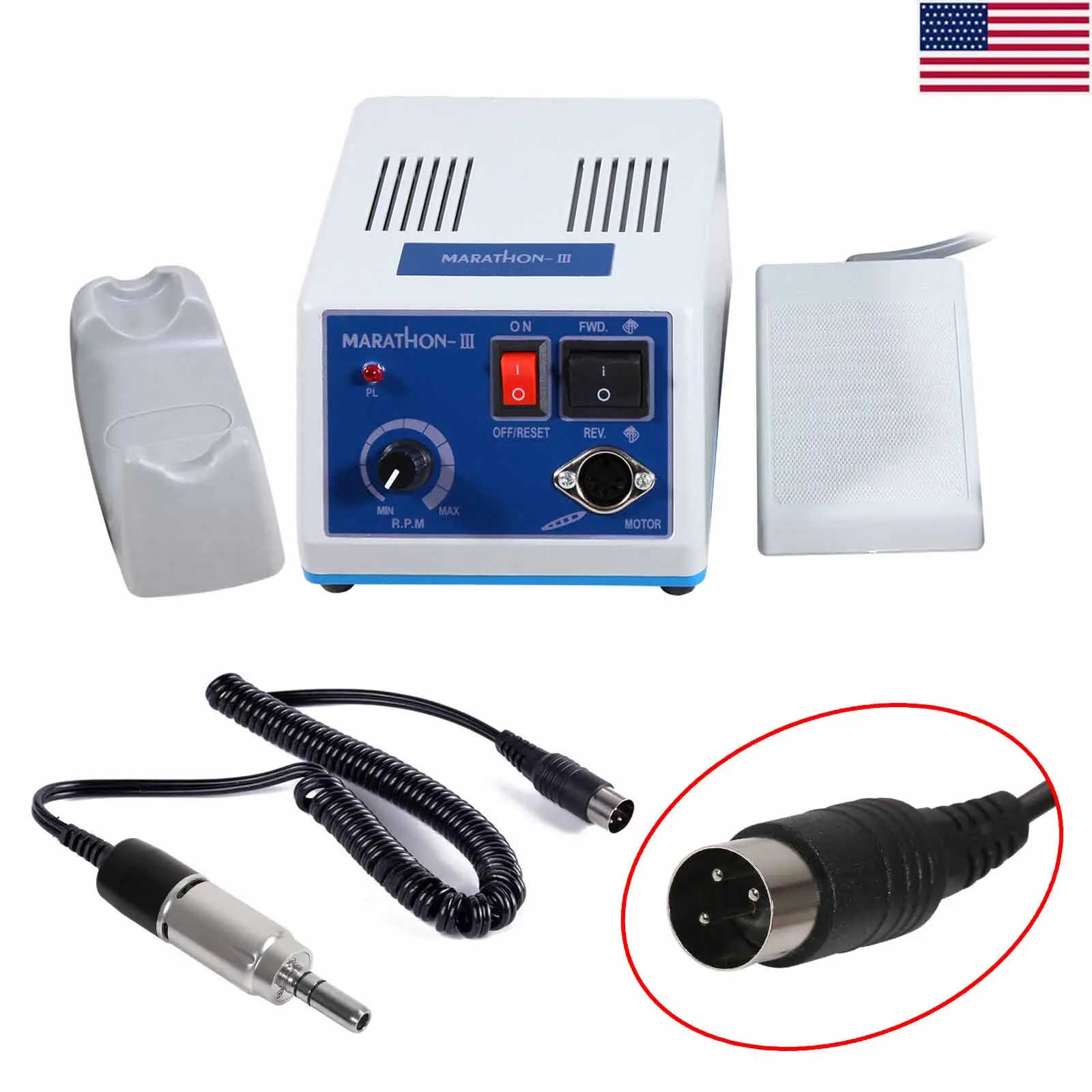 Powerful N3 Micromotor Polishing Grinding Machine! 0‑35000RPM with Foot Pedal Control, Dual‑Direction Rotation for Craft, Jewelry, Woodworking & Dental Lab Work