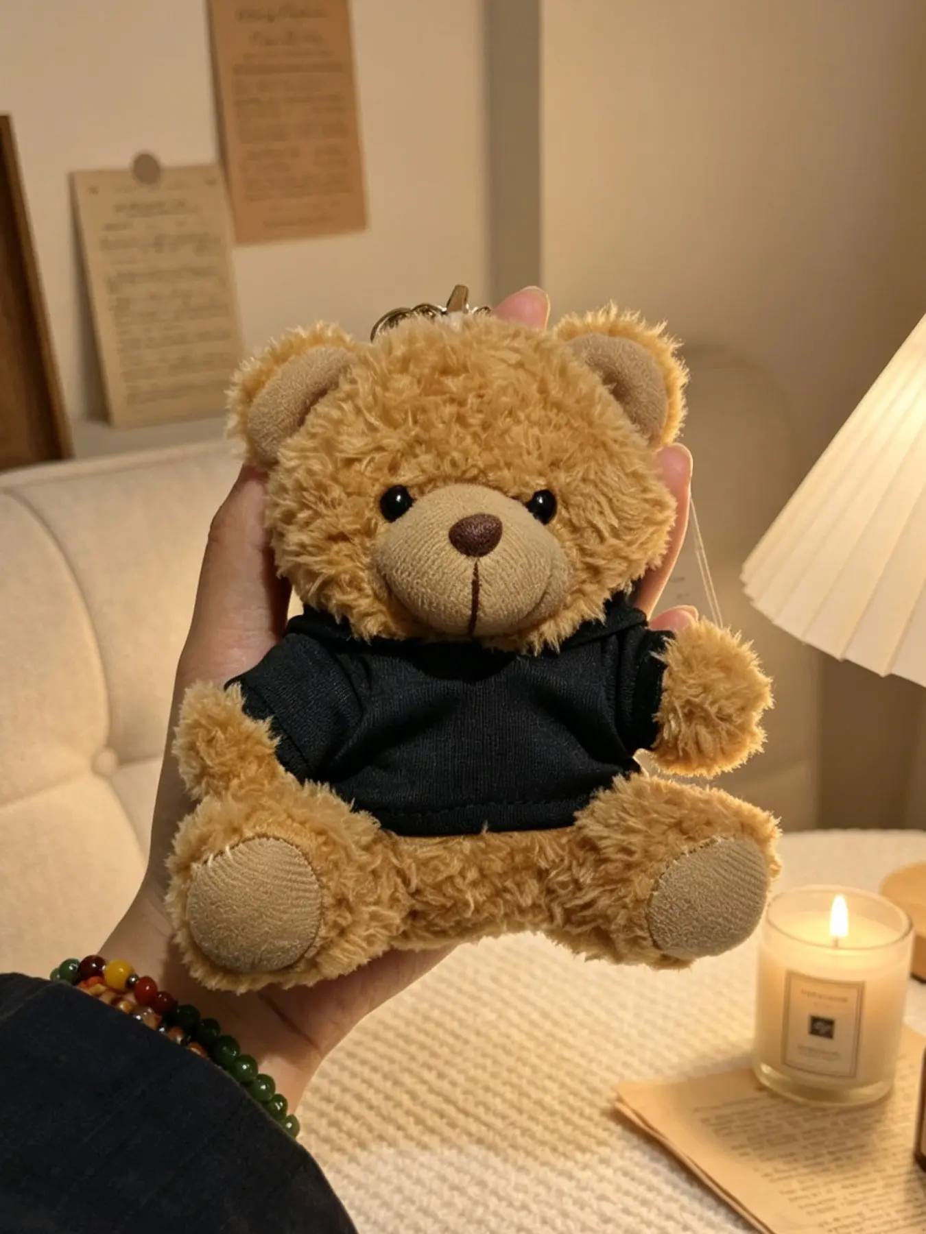 Cute Brown Teddy Bear Plush Keychain with Hoodie, Soft Fluffy Bag Charm, Aesthetic Kawaii Stuffed Animal Pendant for Women, Handbag & Backpack Decor, Key Accessories, Perfect Gift Idea