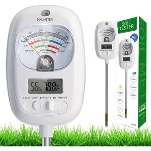 Soil Test Kit, 7-in- Soil  Meter/Soil PH Meter/Fertility,  Screen Soil Tester w/Digital Soil Temp/Air Temp&Humidity for  Gardening,Lawn,Farm Indoor&Outdoor-Lvory White