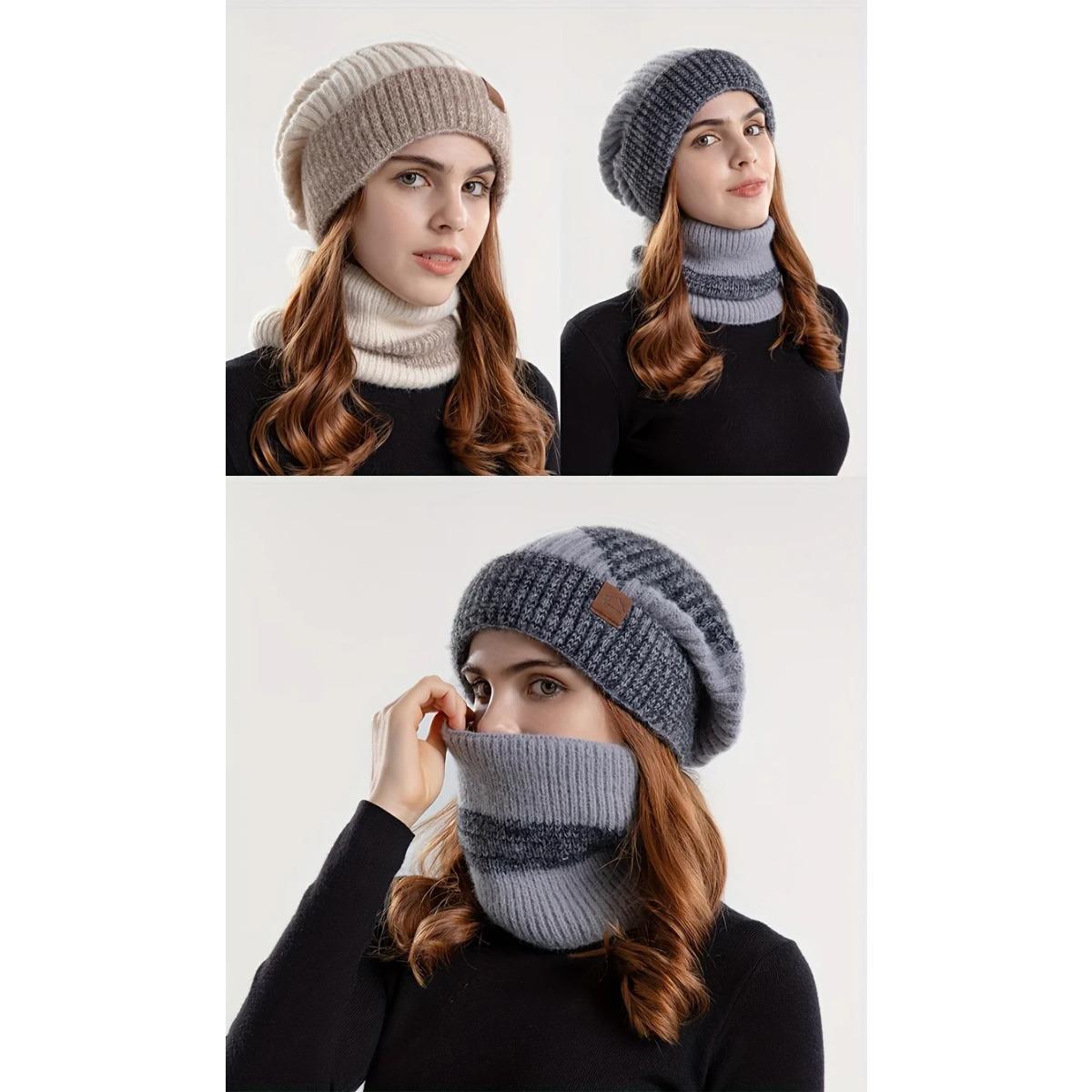 Two Piece Winter Set Knit Hat and Scarf for Women Cozy Soft Warm Beanie Scarf Combo Fall Winter Fashion Essential Cold Weather Accessory Outfit Combo