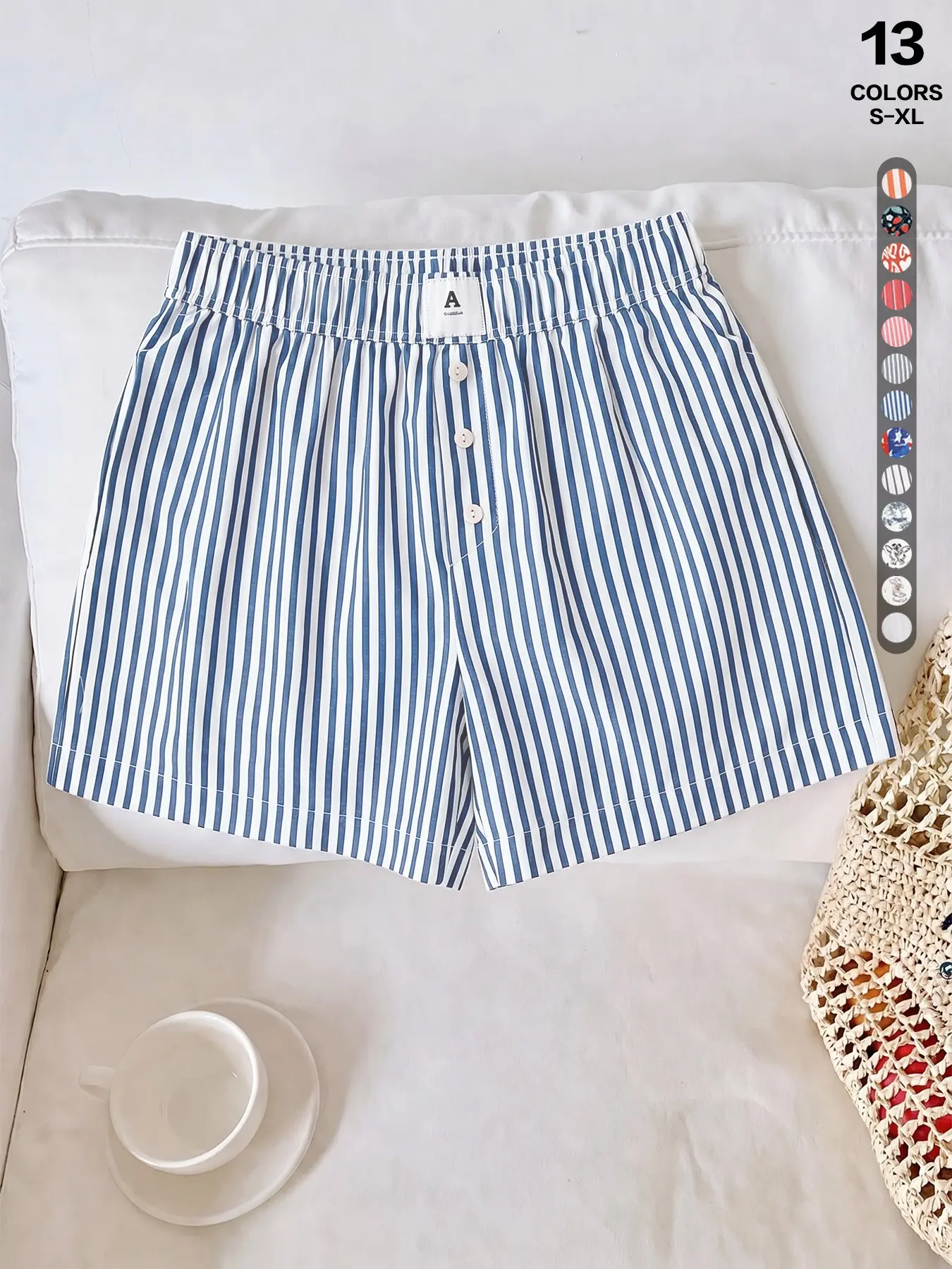Y2K Style Women's Low Waist Striped Print Loose Fit Casual Shorts Pajamas, Comfortable Sleepwear for Ladies, Trendy Nightwear