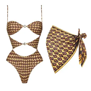 2026 3Pcs Bandeau Biquini Women Sexy Bikini Women Swimsuit Printed Swimwear Female Swim Suit Mini Skirt Bathingsuit Beachwear