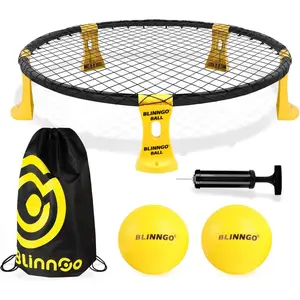 Roundnet Game Set with Balls and Patented Net, Lawn, Beach, Backyard Outdoor Game for Adults and Family