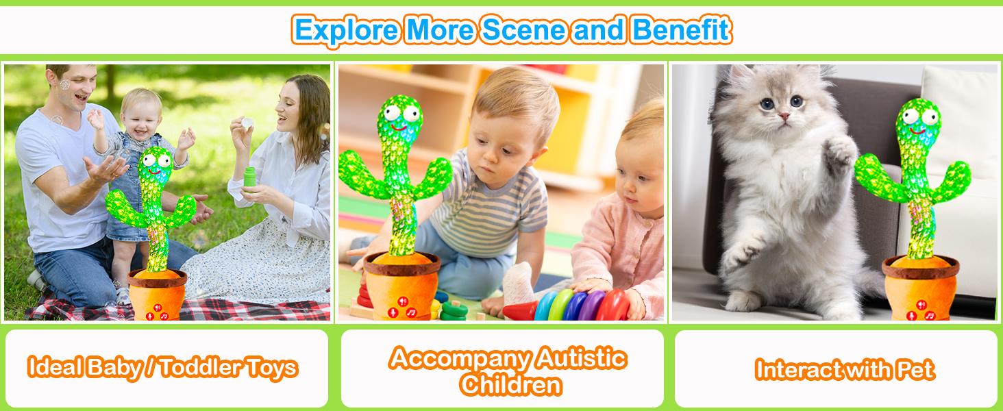 Baby Toys Interactive, Dancing Talking Cactus Toy Volume Adjustable, Mimicking Singing Repeating, Easter Gifts / Easter Basket Stuffers for Baby Toddler, Toddler Infant Baby Toys Gifts for Boys Girls(Gag Toys & Practical Jokes)(Gag Toys & Practical Jokes)