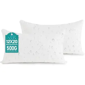 12x20 Outdoor Pillow Inserts (Pack of 2) - Square  Throw Pillow - Decorative Throw Pillows Insert for Couch Sofa Bed Patio Furniture - White Pillows