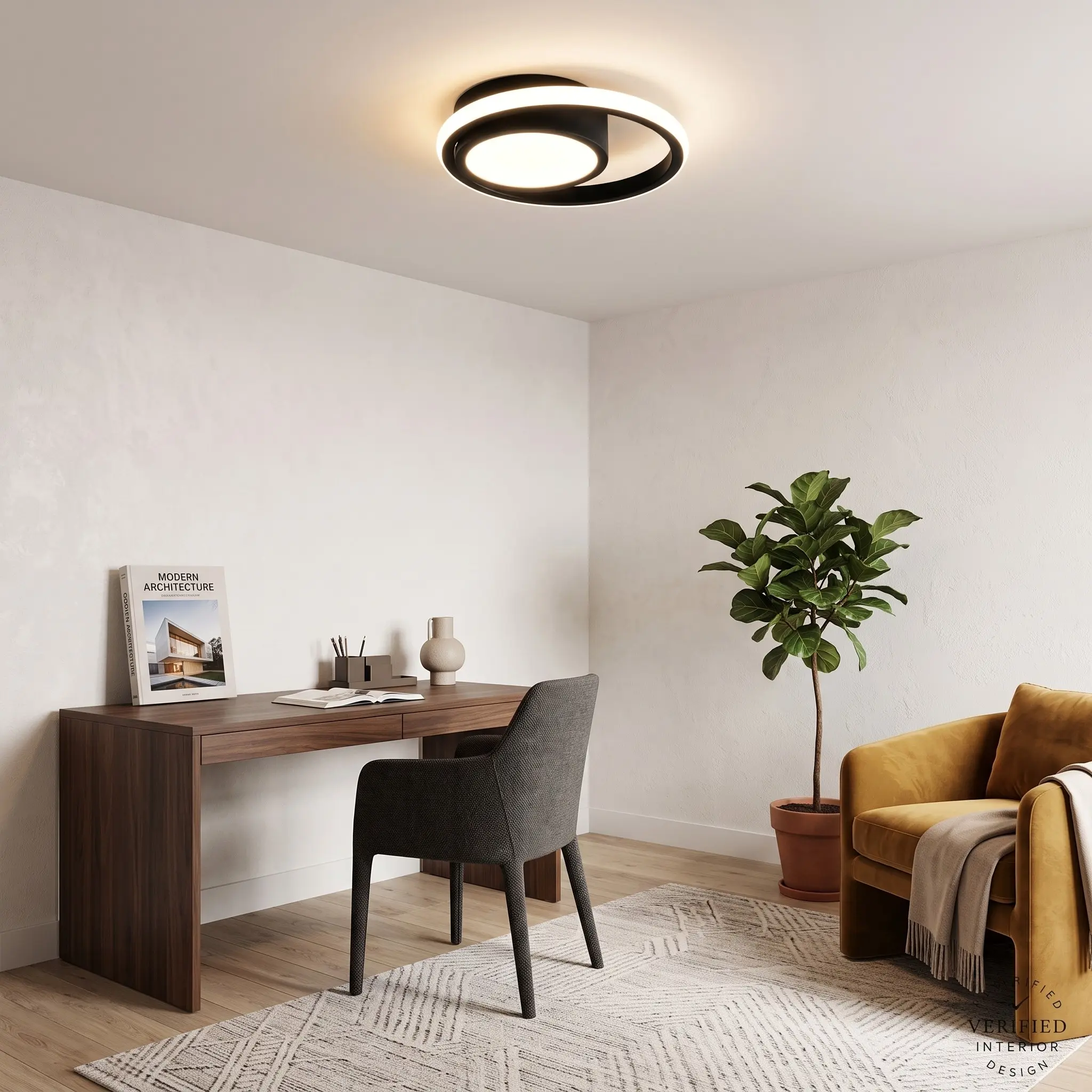 Wired LED Ceiling Light, Black Ceiling Light, 3 Color Temperatures Adjustable, No Remote Control, Minimalist Style For Bedrooms, Hallways, and Studies, Indoor Ceiling Light
