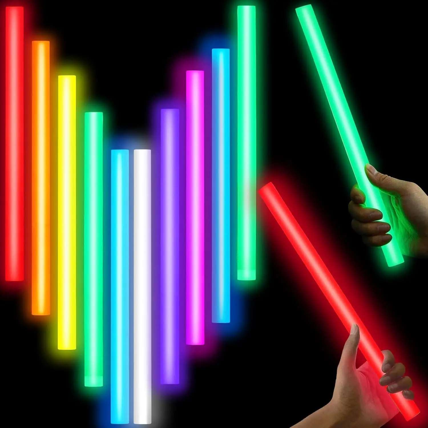 10 Pcs Large Glow Sticks Big Giant Jumbo Halloween Christmas Emergency Light Stick for Camping Accessories, Survival Kit