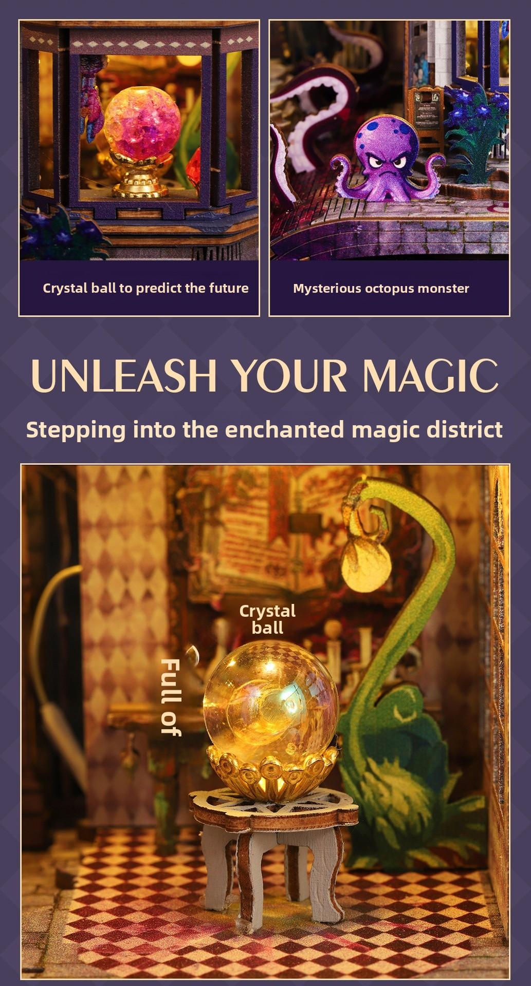 Magic Gate DIY Book Nook Kit - 3D Wooden Puzzle Miniature House with  Light| Enchanted Library Bookshelf Decor| Perfect Creative Gift for Hobbyists & Magic Fans