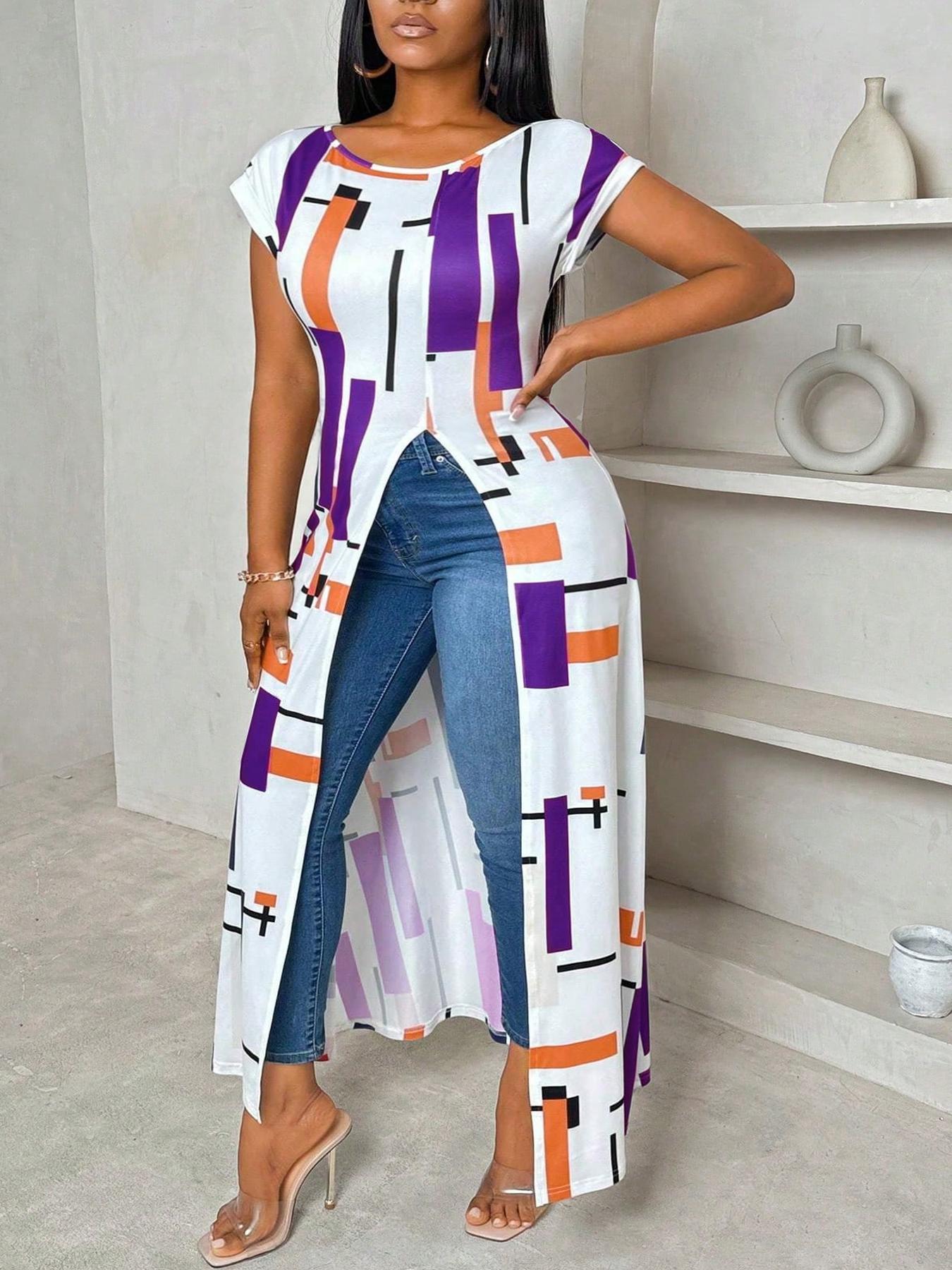 Plus Size Striped Print Round Neck Tee, Casual Long Sleeve Crew Neck Fitted T-shirt for Daily Wear, Women Plus Clothing for All Seasons, Summer Clothes Women