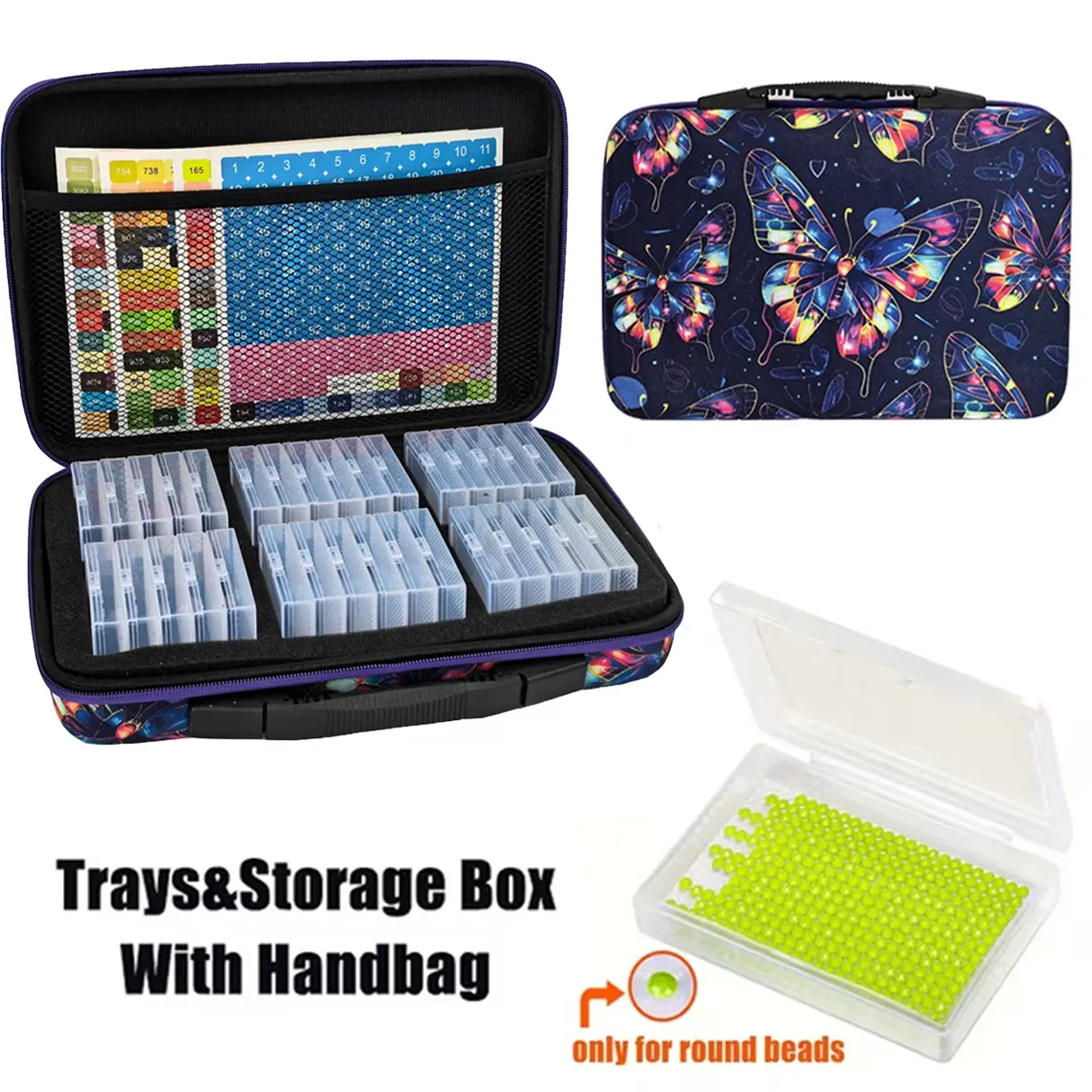 New Fashion Diamond Painting Storage Box Tray Set Organizer, 4 Stickers + 32 Trays + 1 Handle Bag, DIY Diamond Painting Tools Accessories