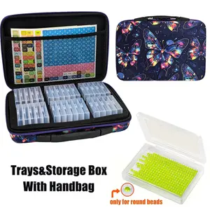 New Fashion Diamond Painting Storage Box Tray Set, 4 Stickers + 32 Trays + 1 Handle Bag, DIY Diamond Painting Tools Accessories