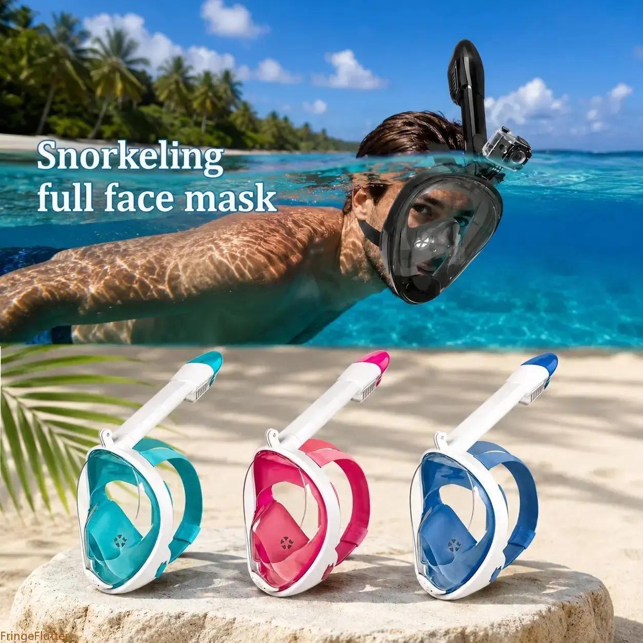 2nd Gen Direct Plug Full Dry Snorkel Regulator Set, Anti-Fog Full Face Snorkeling Mask, Waterproof Swim Goggles Kit, Durable Water Sports Gear For Diving Swimming Surfing