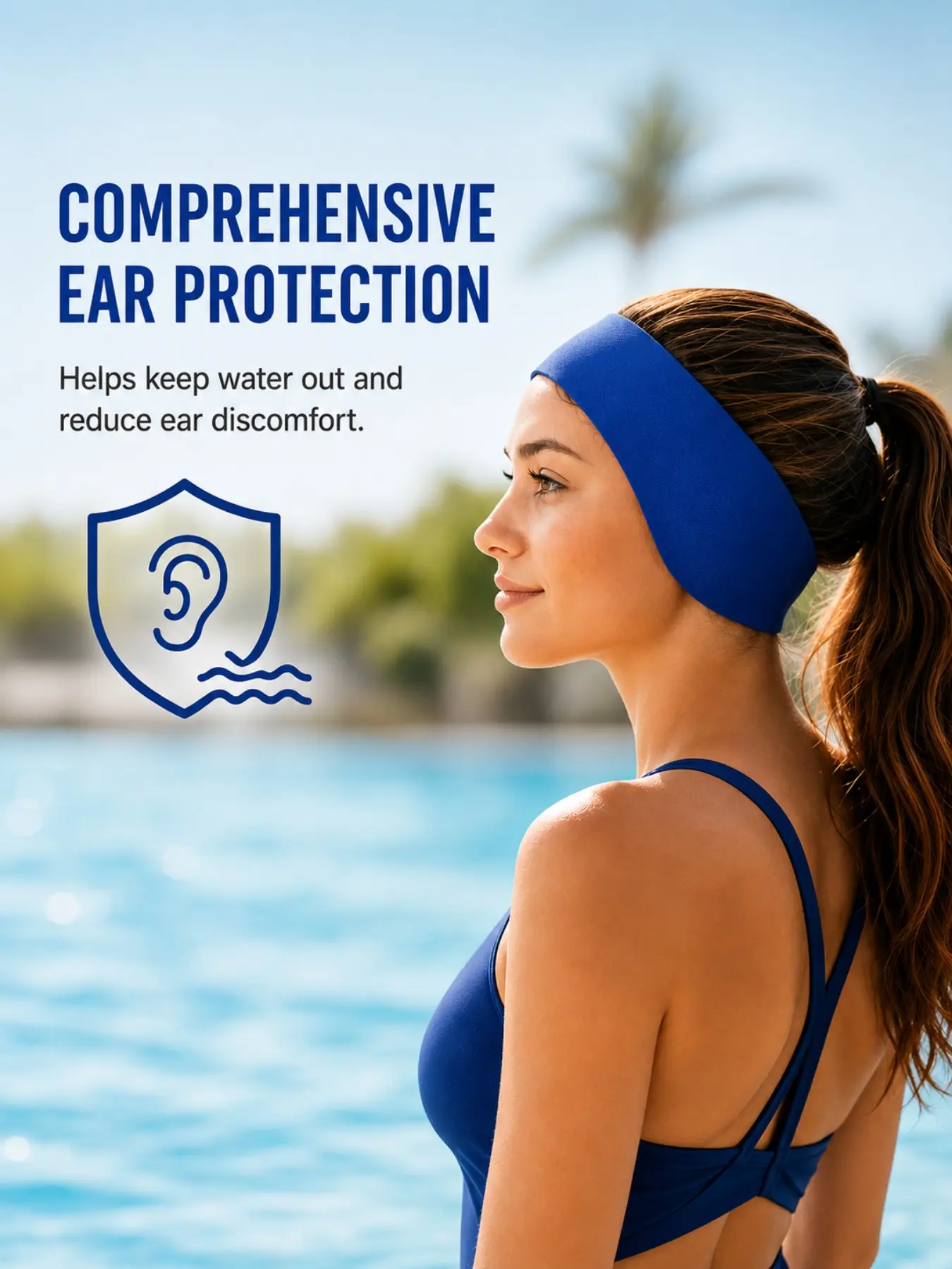No more swimmer's ear! 🩺 This Waterproof swim headband keeps ears 100% dry" "TikTok Viral Swim Hack! Kids & Adults love this ear protection" "My kid used to hate swimming… this headband changed everything 😍