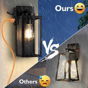 2-Pack Porch Lights Outdoor with UL Certified Outlet, Modern Outdoor Wall Lights Exterior Lighting Fixtures Waterproof, Exterior Wall Sconces Outside Lights for House Front Door Garage