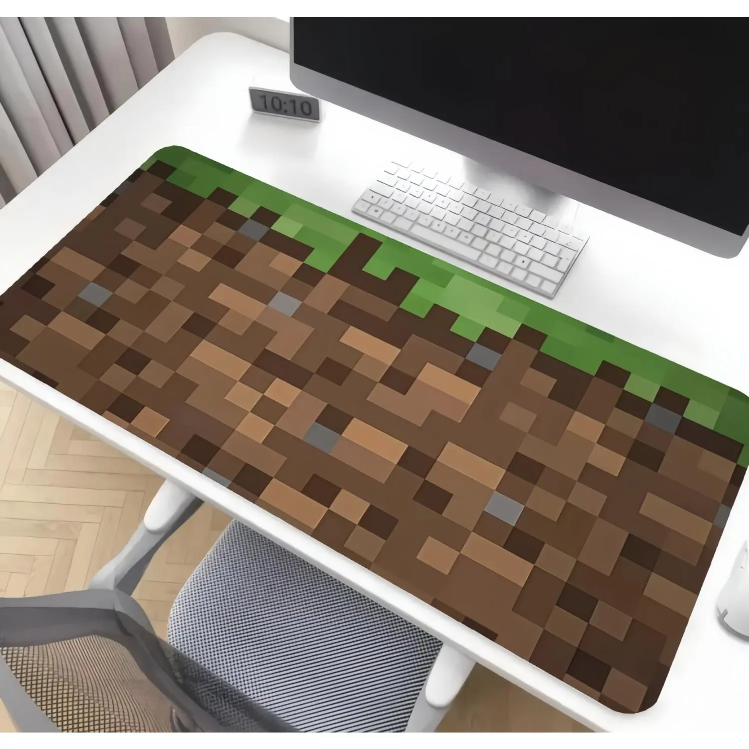 Pixel Grid Grass Pattern Gaming Mousepad - Anti-Slipping Rubber Blend Base Mouse Pad for Laptops/PCs, Office Desks