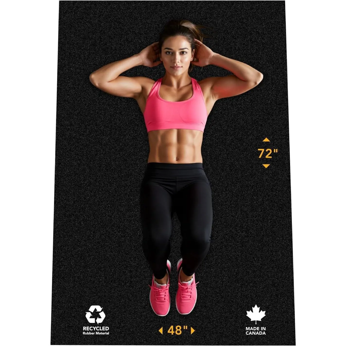 Rubber  Multi-Purpose Exercise Mat -  Recycled Thick Rubber Mat for  Gym Flooring, Non-Slip, Low-Odor Durable Workout Mat for Indoor/Outdoor, Shoe-Friendly