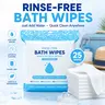 25 Pack Rinse-Free Bath Wipes, Soap Infused Body Sponges, Travel Camping Gym Quick Clean Shower Wipes, Bath Sponges No Rinse, Bath Essentials