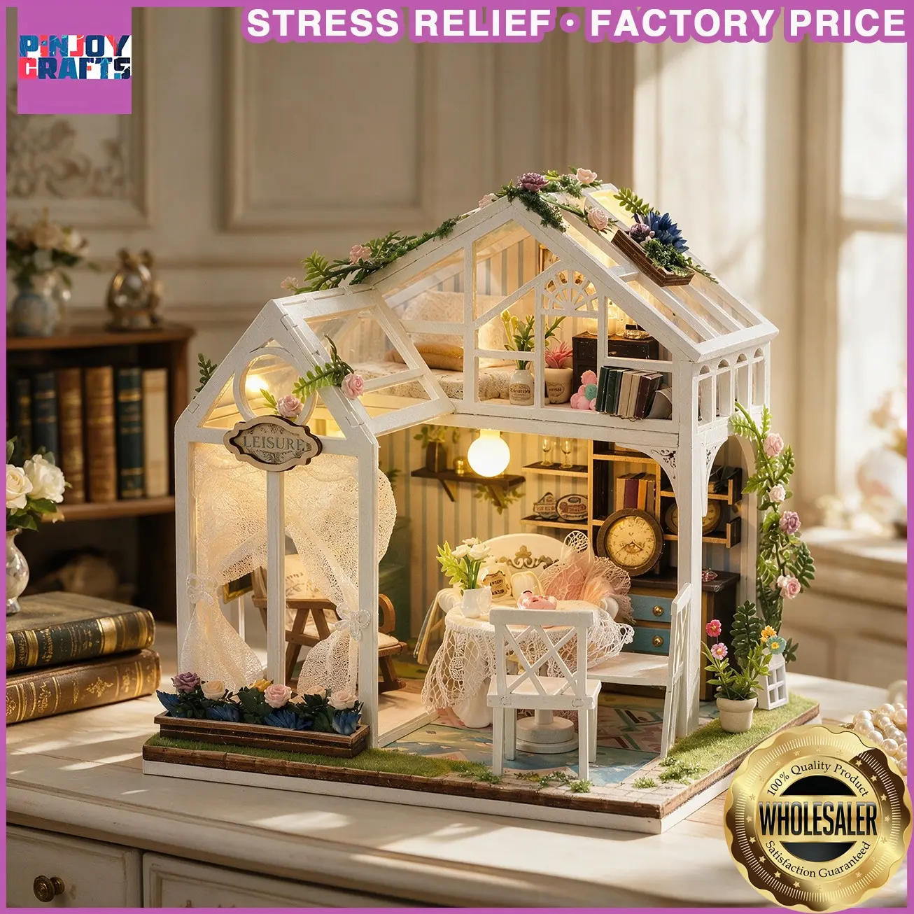 Handmade DIY Garden House Model Kit, Wooden Miniature 3D Decorative Piece, Stress Relief Craft Project, Perfect Gift for Holidays & Birthdays
