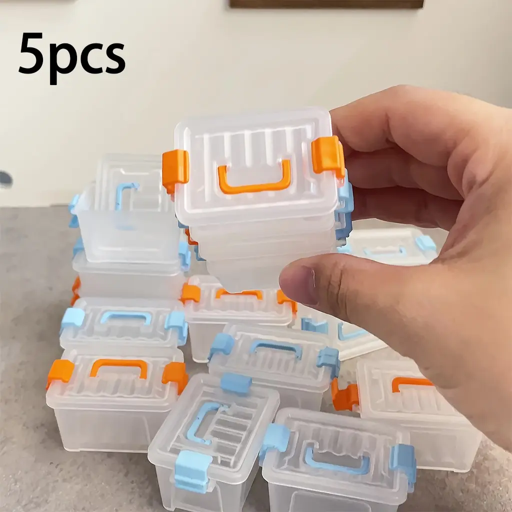 5 Mini Luggage Storage Boxes, Transparent Small Item Organizer, DIY Micro Scene Accessories, Model Decor, Holiday Gift, Durable Container
