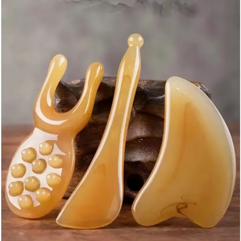1pc Facial Massage Tools, Imitation Sheeps Horn Gua Sha Board, Tensile Rod, Face Special Resin Face Pulling Meridian Massage Stick