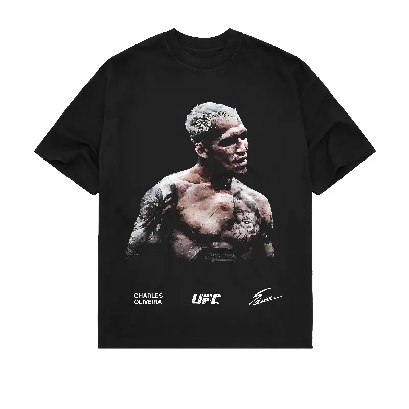Unisex Charles Oliveira Graphic Tee, Oversize Loose Fit Cotton T-Shirt for UFC MMA Fans, Casual Short Sleeve Streetwear, Shortsleeve, Baggy, Top, Menswear, Tshirt, Athletic, Street Chic, Breathable & Gym-Ready, Christmas, S