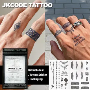 2 Pcs Semi-Permanent Tattoo Kit, Geometric Flower Ring Tattoo Sticker, Waterproof, Realistic Fake Tattoos, Lasts 1-2 Weeks, Perfect Gift