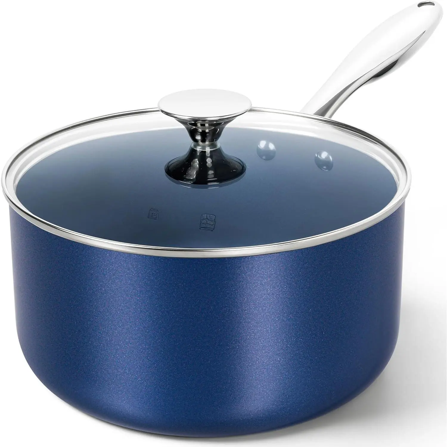 4 Quart Saucepan with Lid, Nonstick Ceramic Sauce Pan with Stainless Steel Handle, 4 Qt Saucepan with Lid Induction Compatible, Oven Safe, Blue