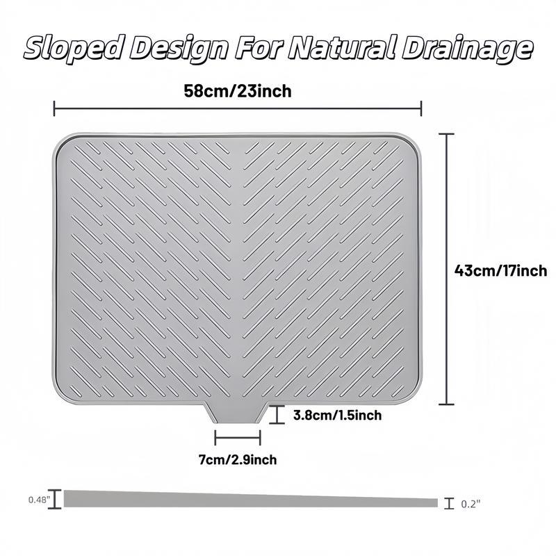 Silicone Large Size Dish Drying Mat with Built-in Drain Lip Dish Drainer Mats for Kitchen Counter Easy-Clean High Temperature Resistance Coaster, Perfect Gift for Valentine's Day Father's Day Mother's Day Anniversary Birthday