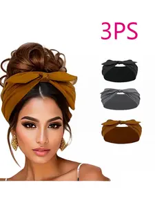 Three-Piece Set Casual Plain Hair Bands, Wide Design Non-Chafing, Essential Accessory for Daily Commute & Dates, All Seasons Wear
