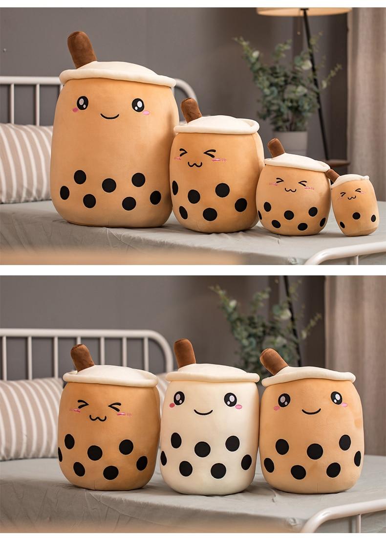 Cute Fruit Drink Plush Stuffed Soft Strawberry Milk Tea Plush Boba Tea Cup Toy Bubble Tea Pillow Cushion Kids Gift