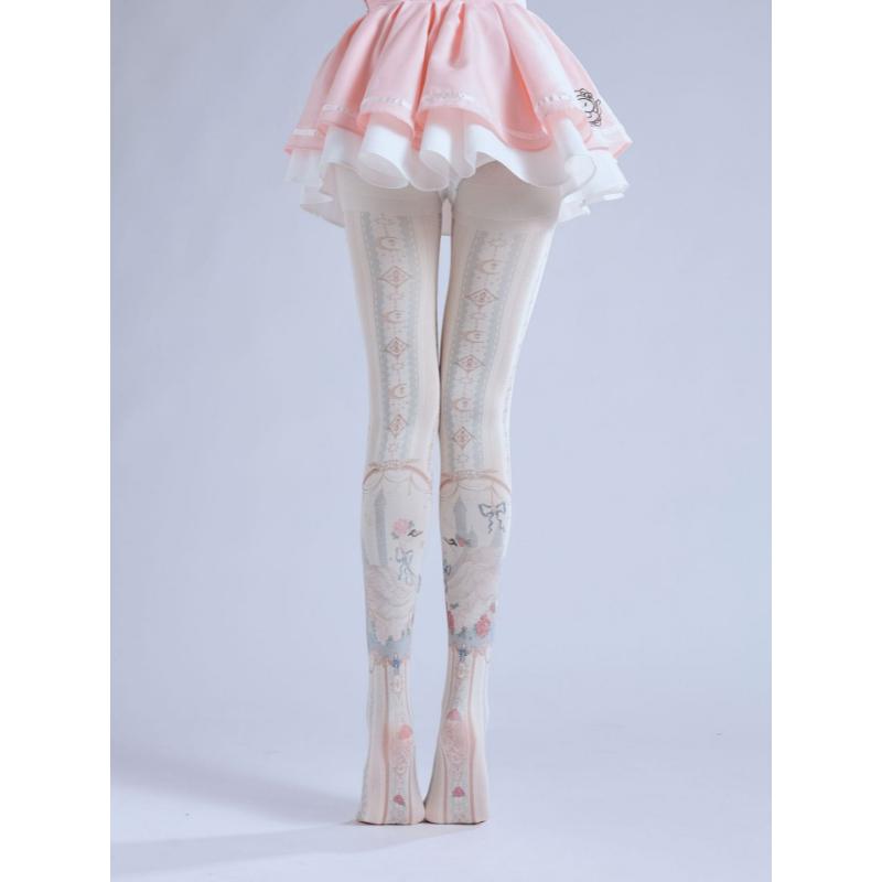 New Printed Pantyhose, Gorgeous Patterned White Pantyhose, Girl COS Socks, Cute With Comfortable Base Socks, Personalized Girly Socks butt pad lace  pajamas warm woman sexy  cloth