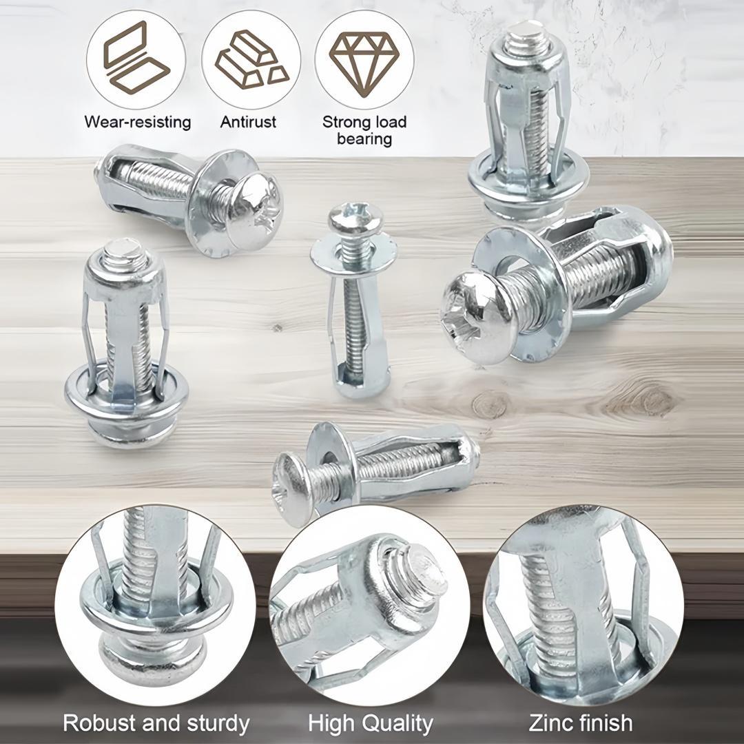 M4-M8 Flower Shaped Expansion Screw & Nut Combination, Anchor Screws, Hardware Accessories for License Plate, Hollow Wall, Advertising Board (Screw + Nut Equals 1 Count)