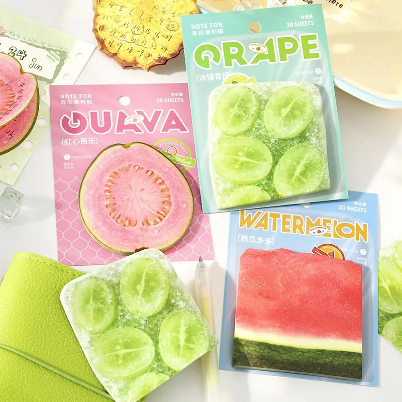 1 Pack 30 Sheets Sticky Fruit Memo Stickers, Cute Reusable Notes, Adhesive Reminder Labels, Convenient Office Supplies
