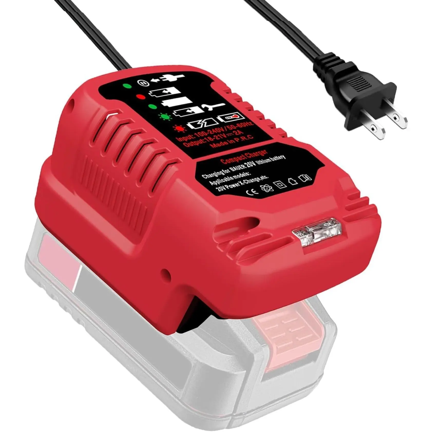 Portable Charger for Bauer 20V Li-ion Battery Charger Station with LED Indicator for Jobsite Workshop Home DIY