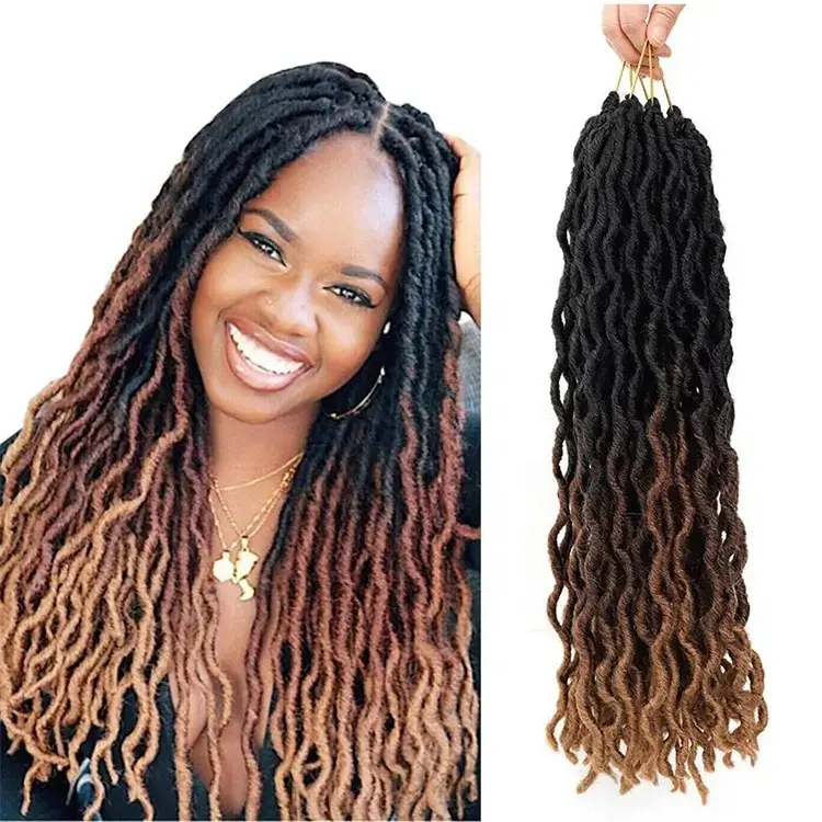 Crochet Hair Gypsy Locs African Fiber Braided Long Curly Wig 24in