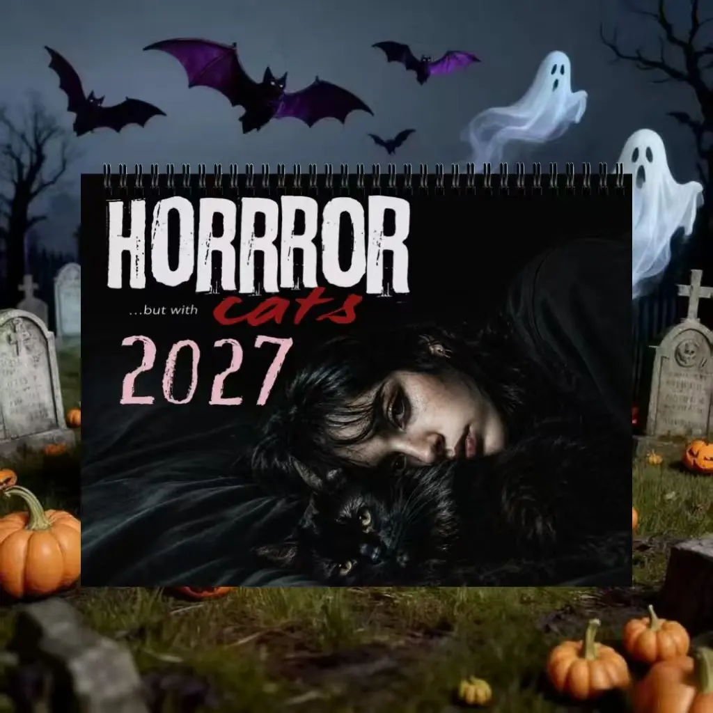 Gothic Style Calendar 2027, Strange Cat Design, Nightmare Before Christmas Decoration, Halloween Decor, Pre-Christmas Calendar