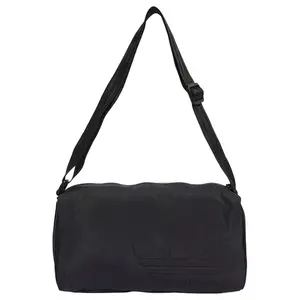 Adidas Originals Trefoil Logo Zippered Nylon Crossbody Bag for Men and Women, Minimalist Black