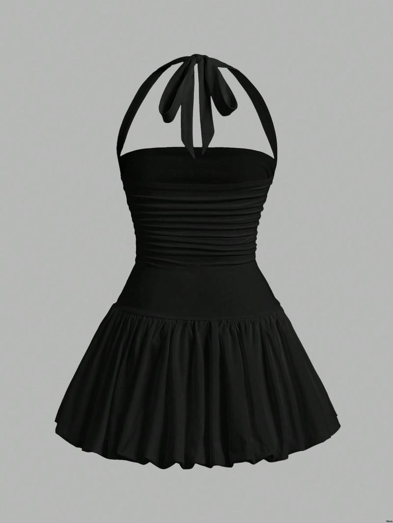 Pastel Dresses Summer Slit Strap Spaghetti Knit EZwear tiktok Printed Hem Vacation Dress For Women