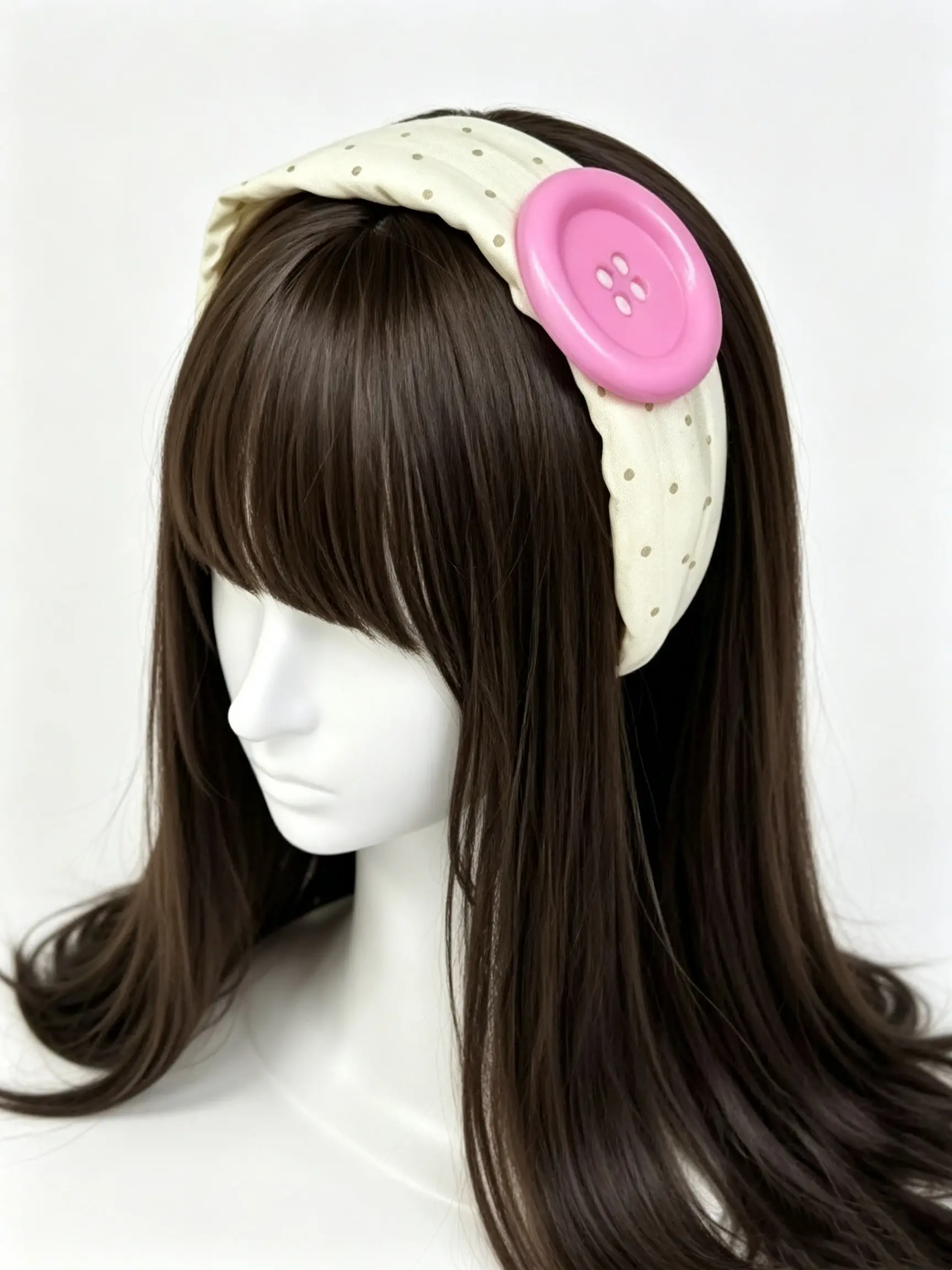 Cute Millennial Sweet Style Hairband, Wide Band with Button, Non-Slip Design, Perfect for Daily, Party, Casual Wear