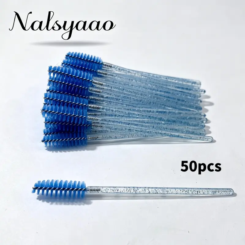 50pcs Crystal Handle Lash & Brow Brushes | Spoolie Brushes for Grooming & Application, Soft Bristles Gentle on Lashes & Brows, Makeup Tools